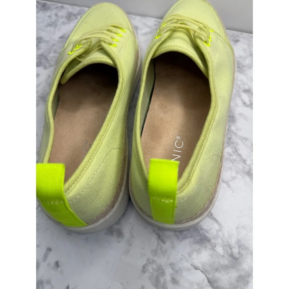 Vionic Women Lime‎ Green Canvas Espadrille Platform Sneakers Orthotic Lace Up 9